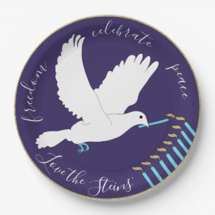 Hanukkah Dove Design Pappteller