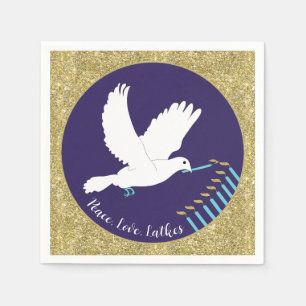 Hanukkah Dove Menorah Design Serviette