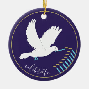 Hanukkah "DoveLightsMenorah"/Circle Ornament