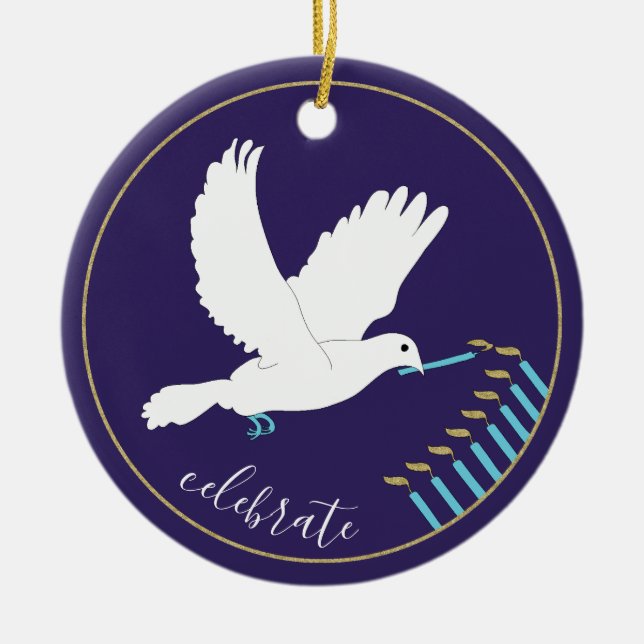 Hanukkah "DoveLightsMenorah"/Circle Ornament (Vorne)