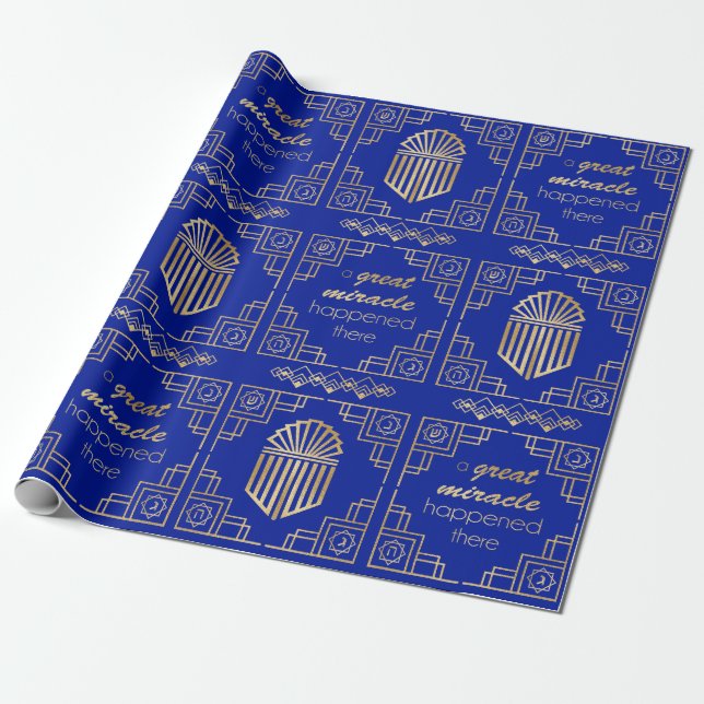 Hanukkah Dreidel Art Deco Design Wrapping Paper Geschenkpapier (Ungerollt)