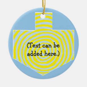 Hanukkah Dreidel/Blau/Gelb Circle Ornament