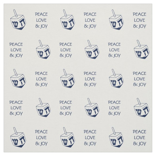 Hanukkah DREIDEL | BLUE Peace Liebe Joy Stoff (Muster)