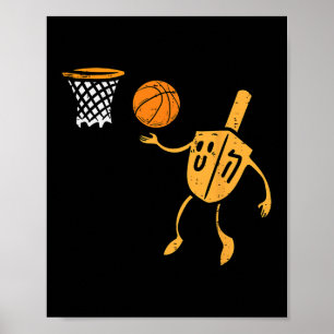 Hanukkah Dreidel Bysketbyll Chanukah Jüdische Männ Poster