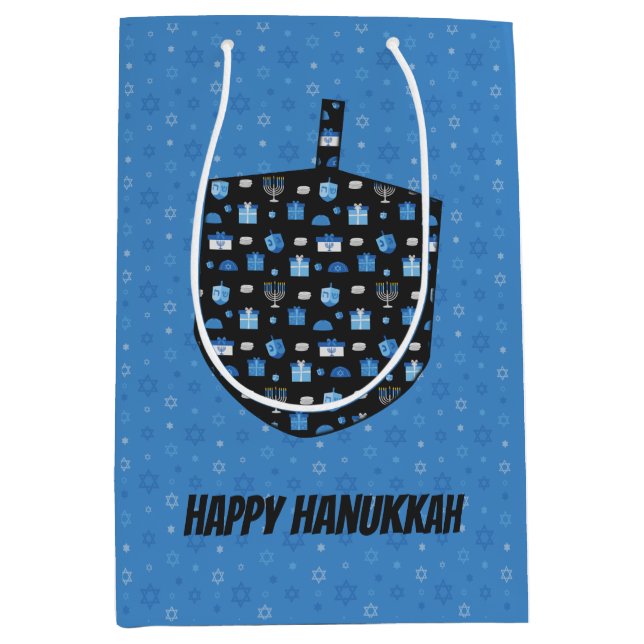 Hanukkah Dreidel Cutout Mittlere Geschenktüte (Vorderseite)