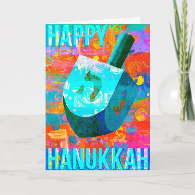 Hanukkah Dreidel Feiertagskarte (Vorderseite)