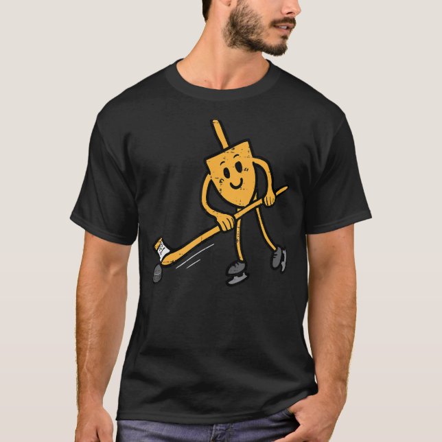 Hanukkah Dreidel Ice Hockey Chanukah Jüdische Männ T-Shirt (Vorderseite)