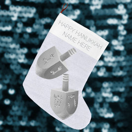 Hanukkah Dreidel Imitats Silver Sparkle Chrismukka Großer Weihnachtsstrumpf