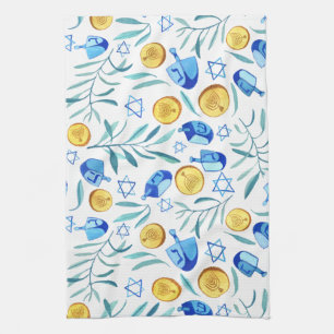 Hanukkah Dreidel jüdisches Urlaubsmuster Geschirrtuch