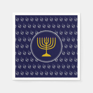 HANUKKAH Dreidel Menorah BLAUE SILVER GRAY Serviette