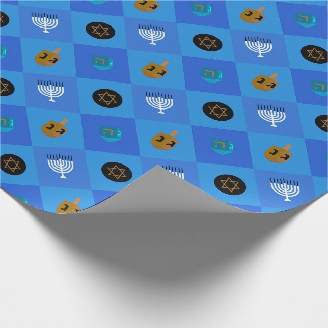 Hanukkah dreidel menorah geschenkpapier (Ecke)