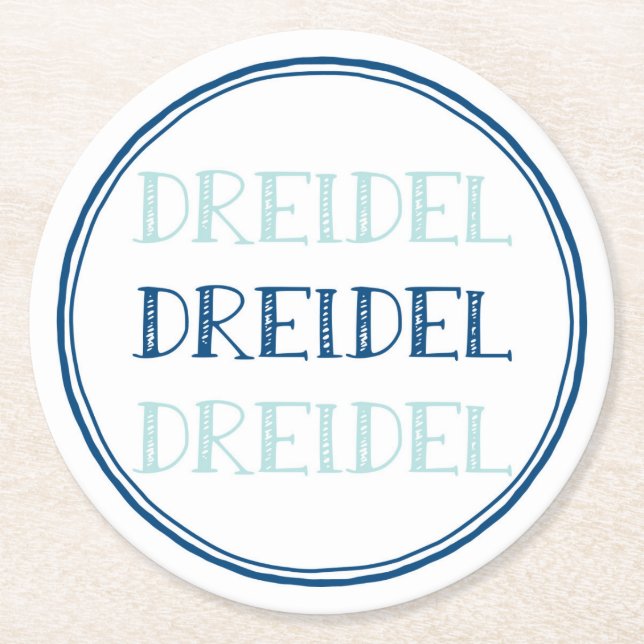 Hanukkah Dreidel Modern Runder Pappuntersetzer (Vorderseite)