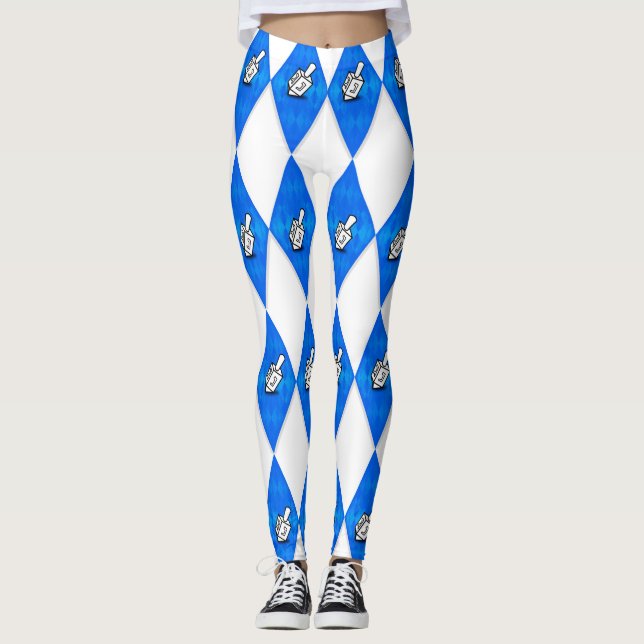 Hanukkah Dreidel Raute Muster Leggings (Vorderseite)