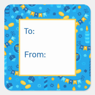 Hanukkah Dreidels bis Quadratischer Aufkleber