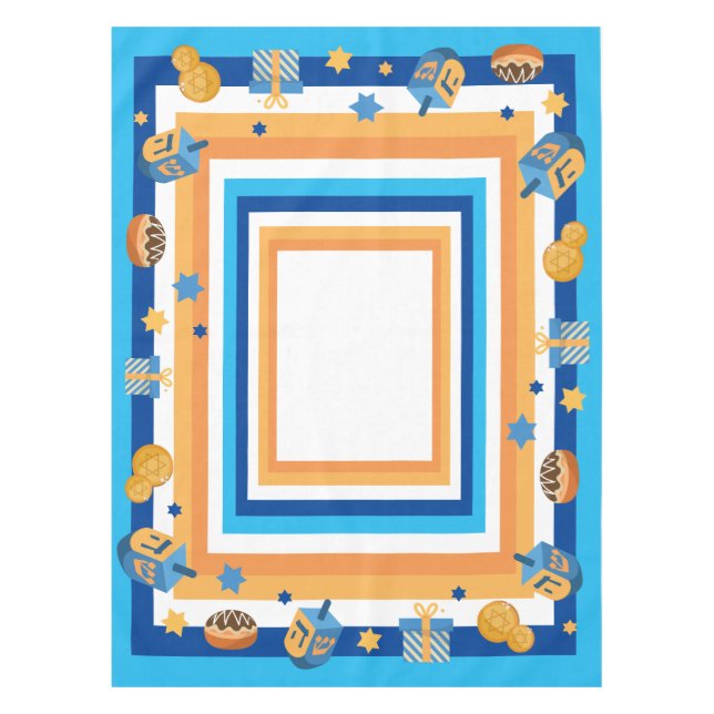 Hanukkah Dreidels Donuts & Stars Tischdecke (Vorderseite)