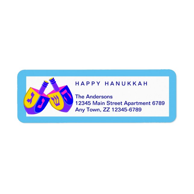 Hanukkah Dreidels farbenfrohe Bright Blue Border (Vorne)