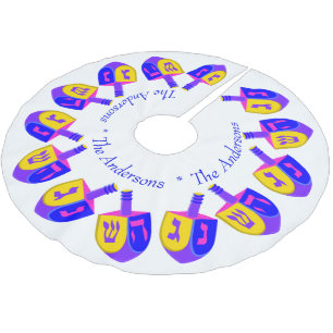 Hanukkah Dreidels farbenfroher Chrismukkah Name hi Polyester Weihnachtsbaumdecke