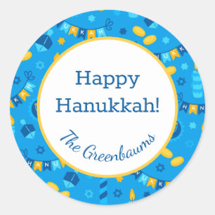 Hanukkah Dreidels Gift Tag Runder Aufkleber