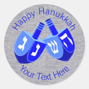 Hanukkah Dreidels in blau fröhliches Kids Design Runder Aufkleber