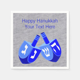 Hanukkah Dreidels in blauem, fett- und hellen Part Serviette