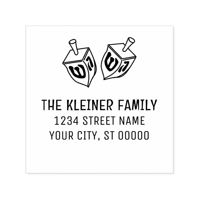 Hanukkah Dreidels Name Rücksendeadresse Permastempel (Design)