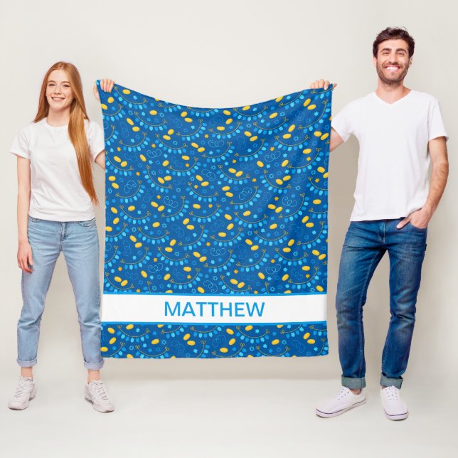 Hanukkah Dreidels Personalisiert Fleece Blanket (Beispiel)