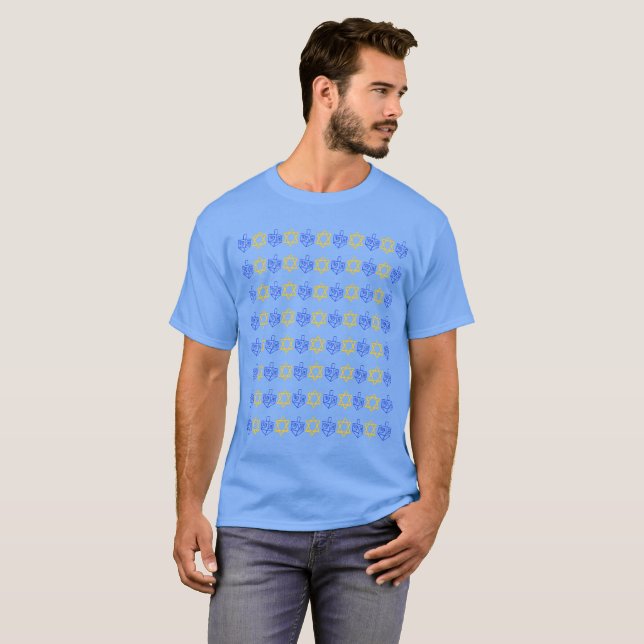 Hanukkah Dreidels + Sterne T-Shirt (Vorne ganz)