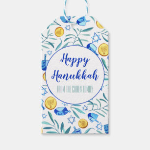 Hanukkah Driedel Gelt Watercolor Holiday Geschenkanhänger