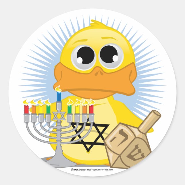 Hanukkah Duck Runder Aufkleber (Vorderseite)