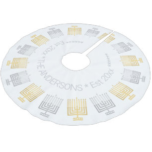 Hanukkah Elegant Moderne Gold und Silber Tone Polyester Weihnachtsbaumdecke