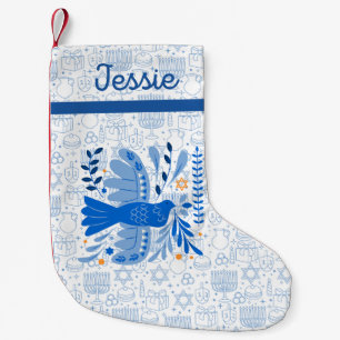 Hanukkah Elegante: Festival des Blauen und Weißen Kleiner Weihnachtsstrumpf