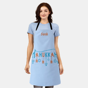 Hanukkah-Embleme und bearbeitbare Namen Schürze