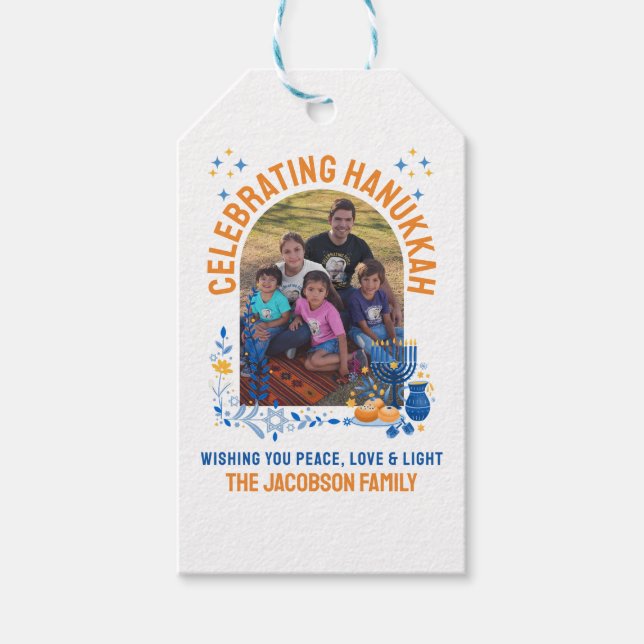HANUKKAH FAMILY Anpassbares Foto Geschenkanhänger (Vorderseite)