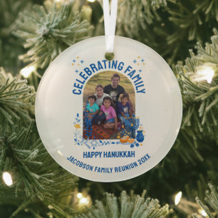 HANUKKAH FAMILY WIEDERSEHEN - Anpassbares Foto Ornament Aus Glas