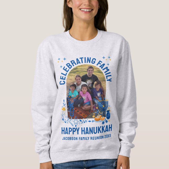 HANUKKAH FAMILY WIEDERSEHEN - Anpassbares Foto Sweatshirt (Vorderseite)