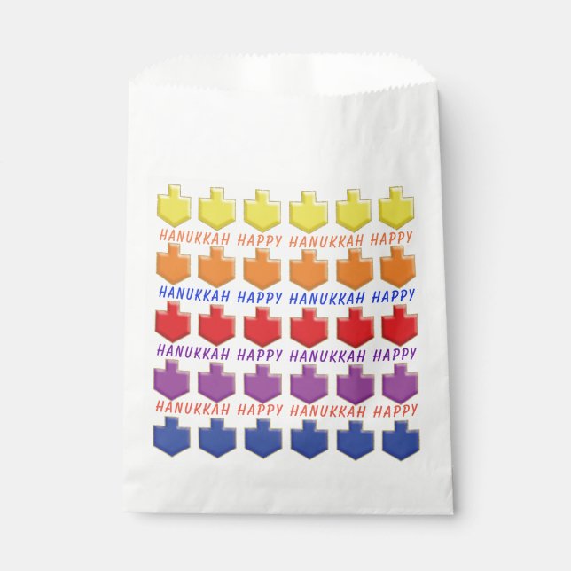 Hanukkah Favor Bag, "3D Dreidels" Geschenktütchen (Vorderseite)