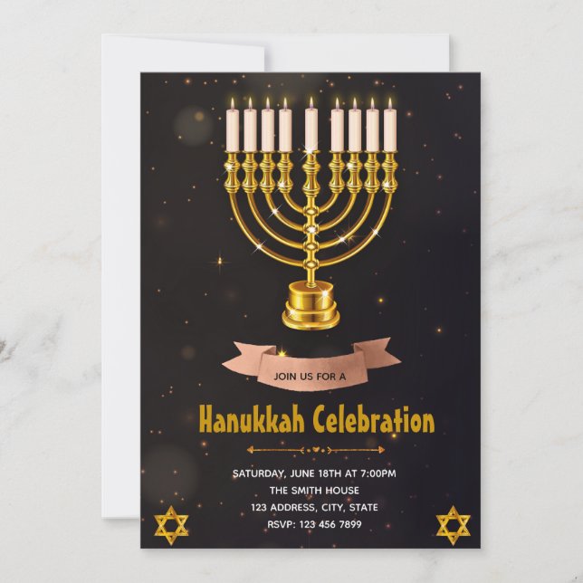 Hanukkah feiert Party Einladung (Vorderseite)