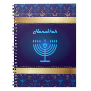 Hanukkah Festival Menorah dekorative blaue Ornamen Notizblock