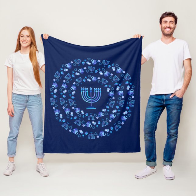 Hanukkah Festival of Lights Mandala Marine blau Fleecedecke (Beispiel)