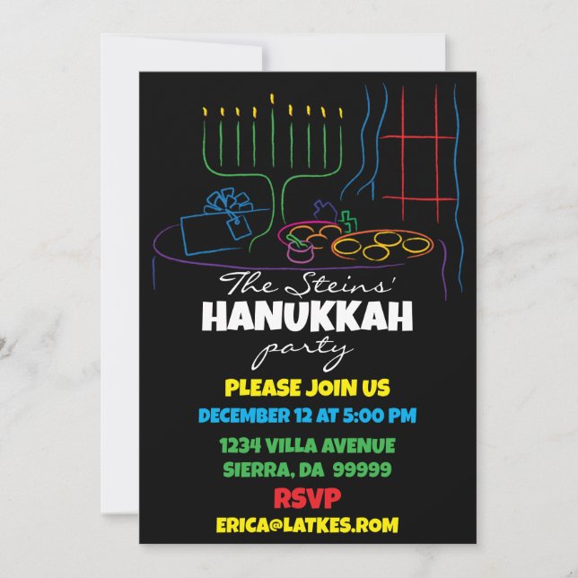 Hanukkah Festtafel des Lichts Einladung (Vorderseite)