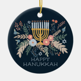 Hanukkah FLorals Handgezeichnet Art CUSTOM FOTO Keramik Ornament