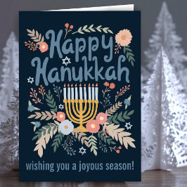 Hanukkah FLorals Handgezeichnet Kunst CUSTOM Feiertagskarte