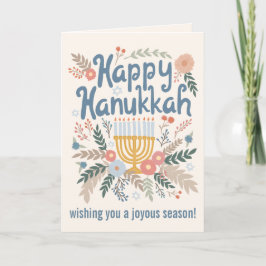 Hanukkah FLorals Handgezeichnet Kunst CUSTOM Feiertagskarte