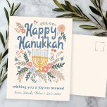Hanukkah FLorals Handgezeichnet Kunst CUSTOM Feiertagspostkarte<br><div class="desc">Süße Taube zeichne, jemandem einen schönen Urlaub zu wünschen! Fügen Sie Ihre eigenen Fotos und Texte hinzu! Klicken Sie auf "Personalisieren", um den Text auf der Vorder- und Rückseite zu ändern. Sie können auch Farben und Schriftart ändern, alles ist anpassbar! Auch in meinem Shop in verschiedenen Farben und Stil, als...</div>