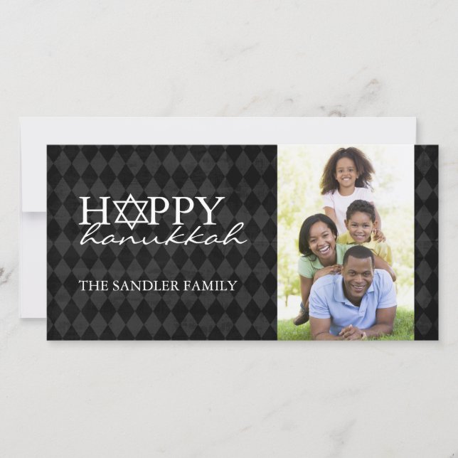 Hanukkah Foto Card Template Feiertagskarte (Vorderseite)