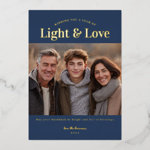 Hanukkah-Foto mit Licht und Liebe Folien Feiertagskarte