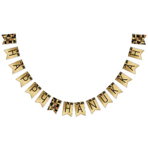 Hanukkah Frack Banner Gold Tiles