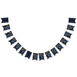 Hanukkah Frack Banner Navy Gold Dreidels