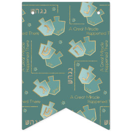 Hanukkah Frack Banner Turquoise Gold Dreidel