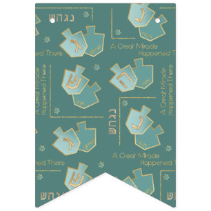 Hanukkah Frack Banner Turquoise Gold Dreidel